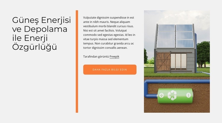 güneş enerjisi hakkında Web Sitesi Mockup'ı