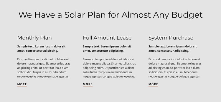 Solar plan Web Page Design