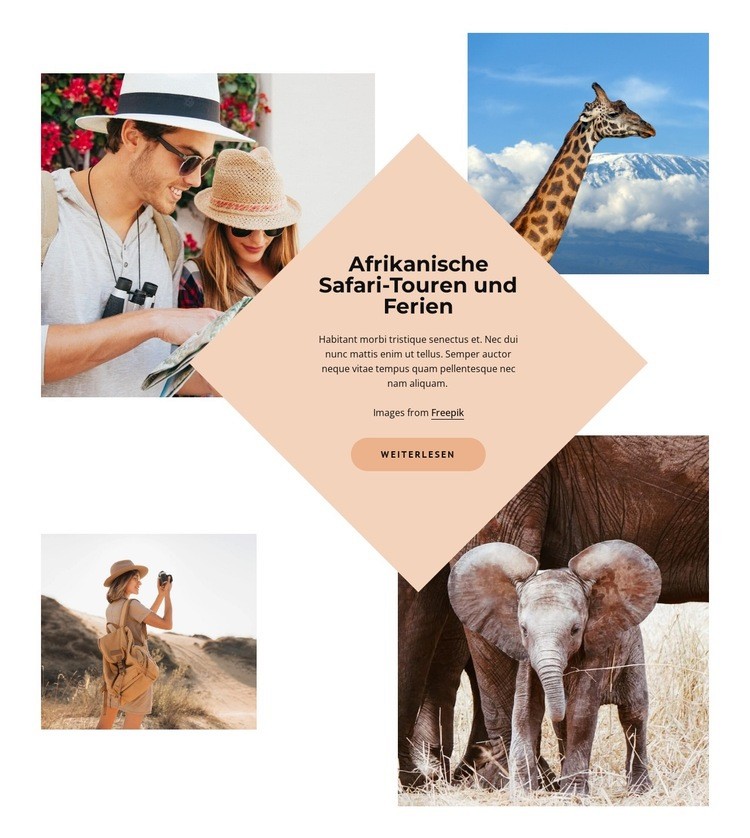 Beste afrikanische Safari-Touren Website Builder-Vorlagen
