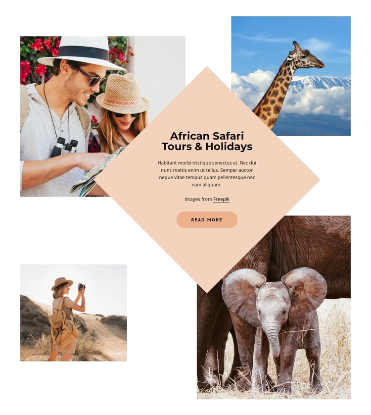 Best African safari tours One Page Template