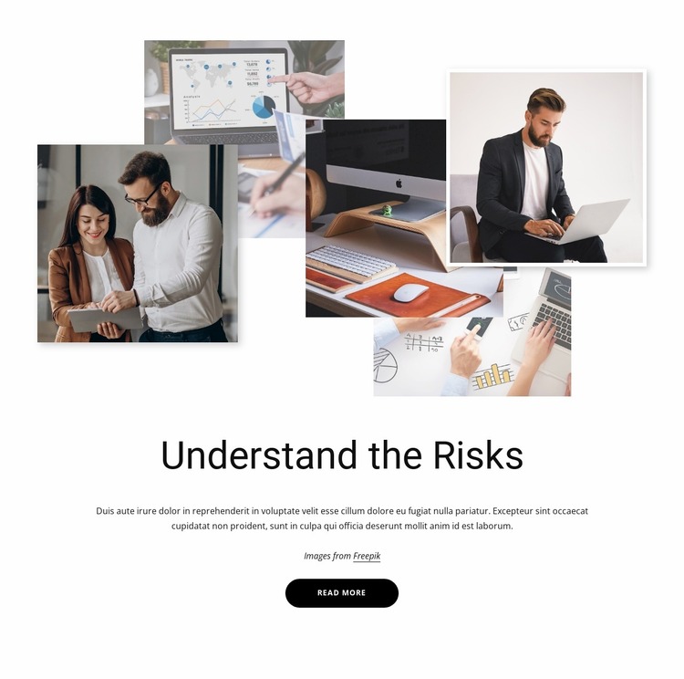 Business risks calculation Website Mockup