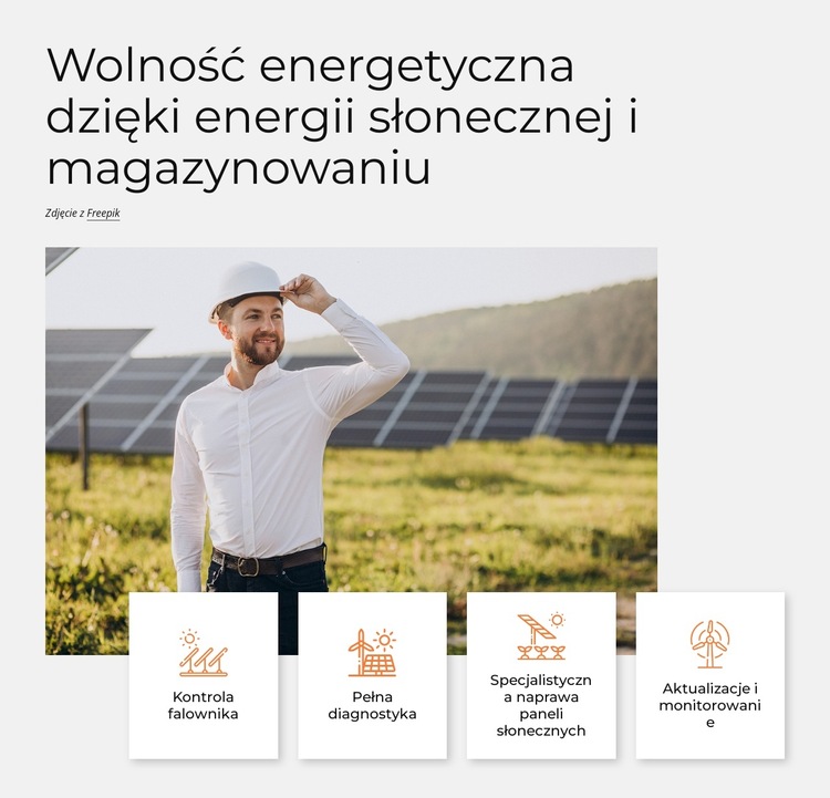Energia słoneczna to najczystsza energia Szablon witryny sieci Web