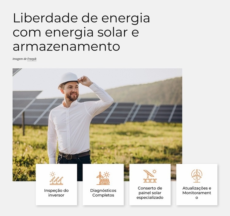 A energia solar é a energia mais limpa Construtor de sites HTML