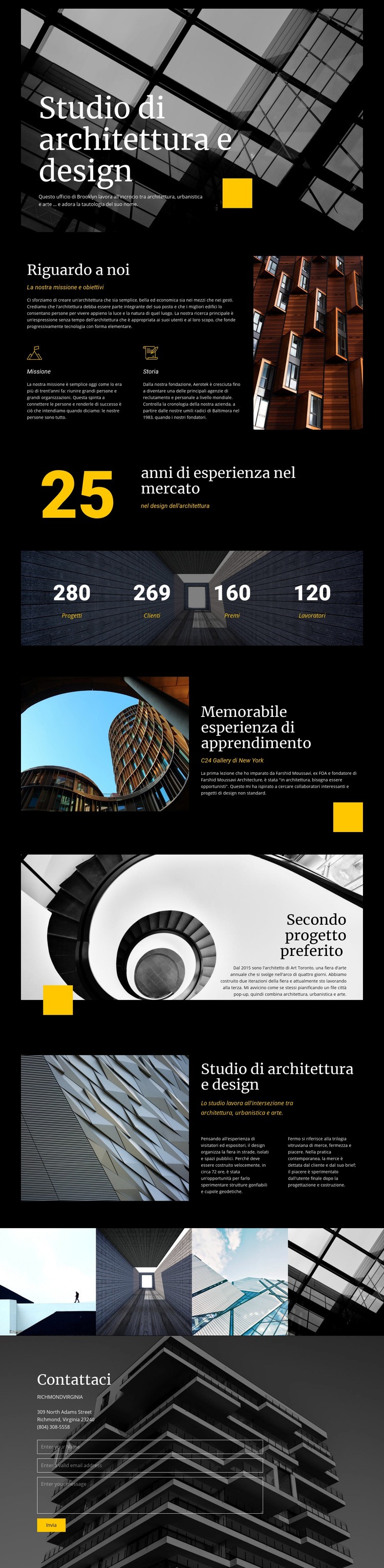 Studio di architettura e design Mockup del sito web