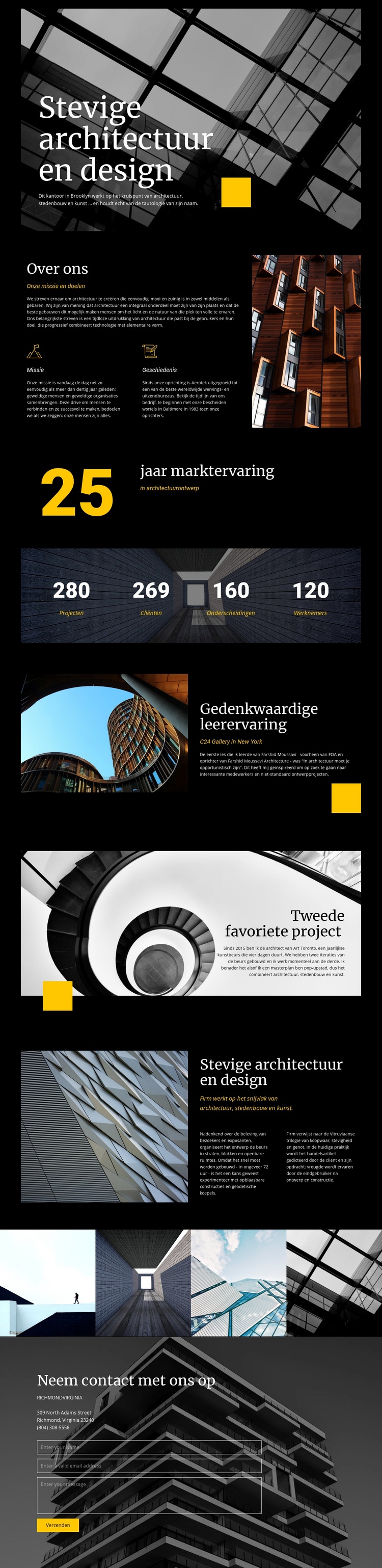 Stevige architectuur en design Website mockup