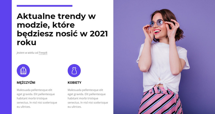 Trendy w modzie 2021 Szablon witryny sieci Web