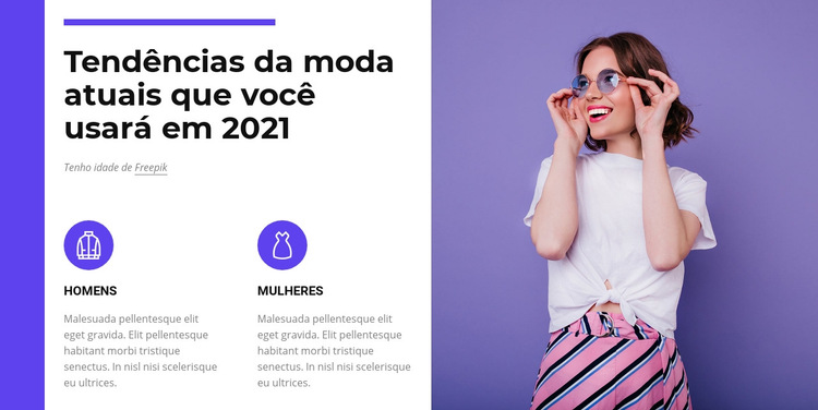 Tendências da moda 2021 Modelo de site