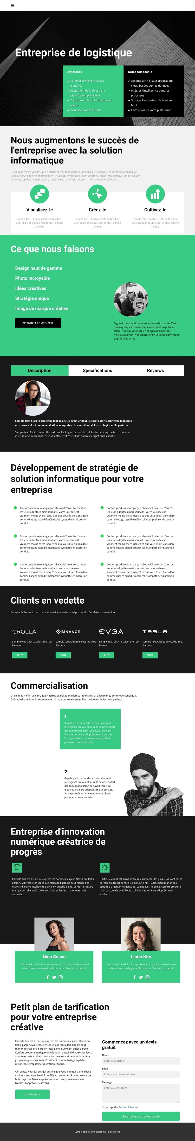 Structures commerciales informelles Modèle d'une page