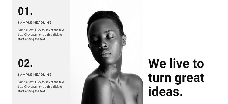 We live by our ideas Homepage Design