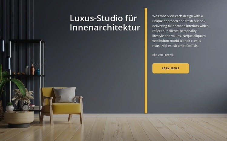 Umfassendes Studio für luxuriöse Innenarchitektur HTML Website Builder
