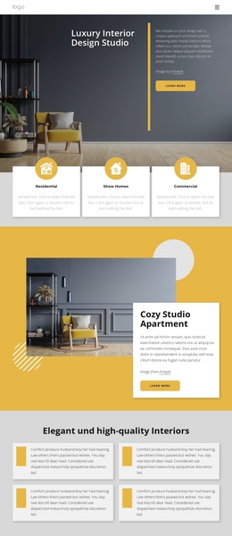 Luxury interior design studio - One Page Template by Nicepage