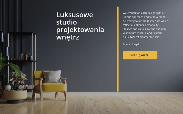 Kompleksowe studio projektowania luksusowych wnętrz Makieta strony internetowej