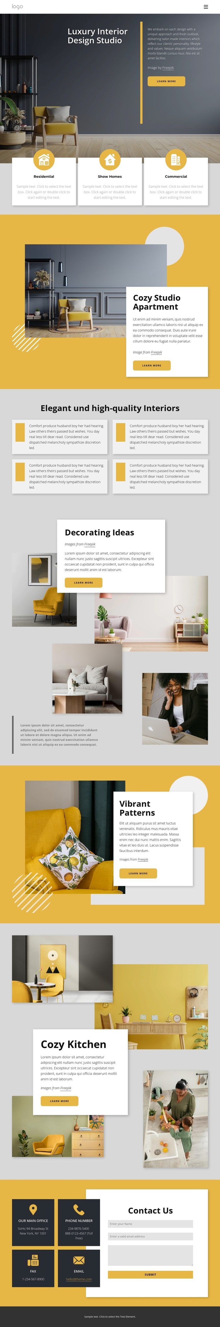 Luxury interior design studio Squarespace Template Alternative