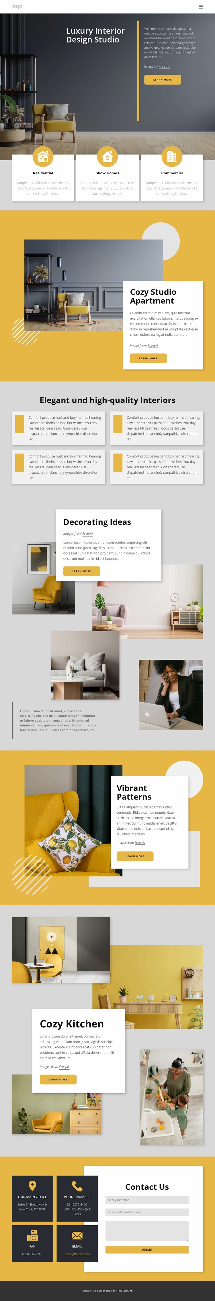 Luxury interior design studio Website Mockup
