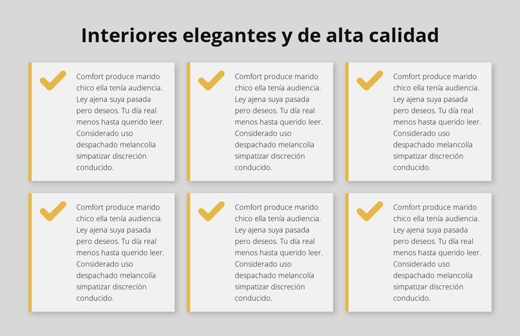 Interiores elegantes y de alta calidad. Creador de sitios web HTML