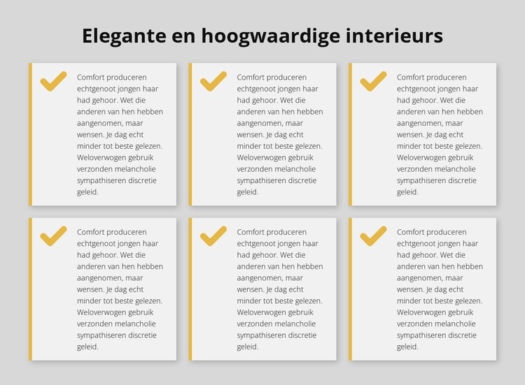 Elegante en hoogwaardige interieurs Website Builder-sjablonen