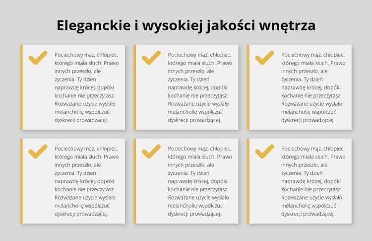 Eleganckie i wysokiej jakości wnętrza Makieta strony internetowej