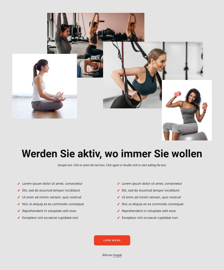 Sport baut Stress ab Website-Vorlage