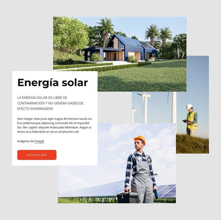 Energía solar vs eólica Maqueta de sitio web