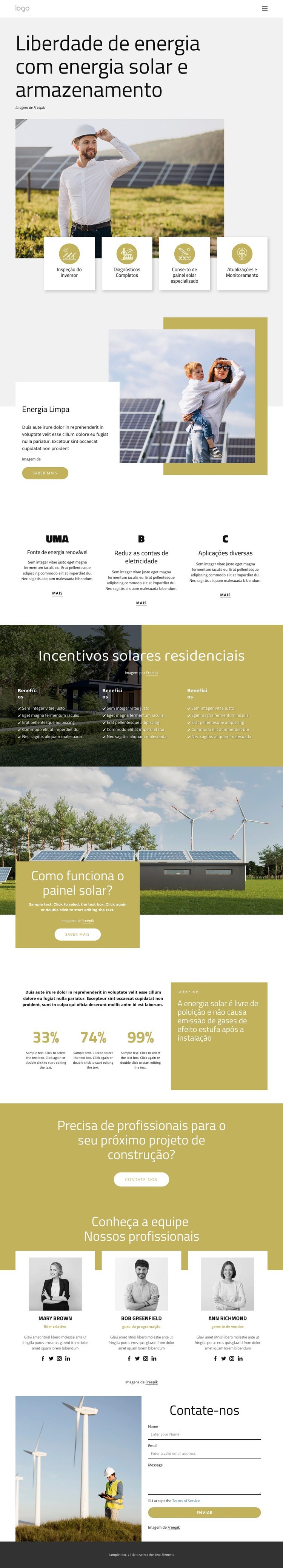 Projete seu telhado solar Construtor de sites HTML