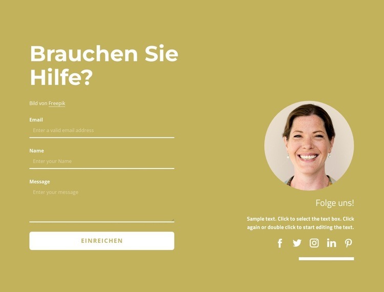 Kontaktformular mit sozialen Symbolen Website Builder-Vorlagen