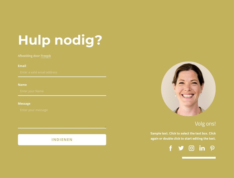 Contactformulier met sociale pictogrammen WordPress-thema