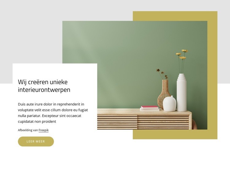 Unieke interieurontwerpen Website mockup