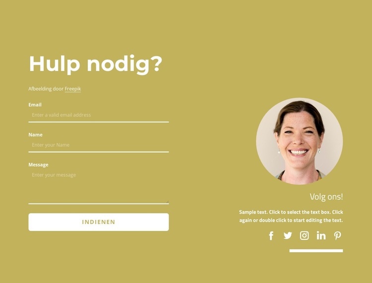 Contactformulier met sociale pictogrammen Website mockup