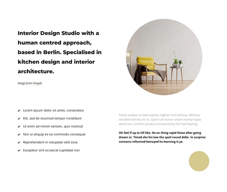 Design research studio One Page Template