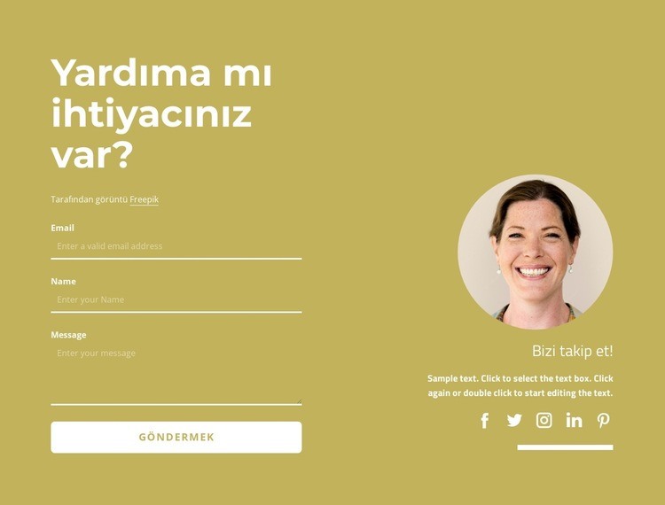 Sosyal simgelerle iletişim formu Web Sitesi Oluşturucu Şablonları