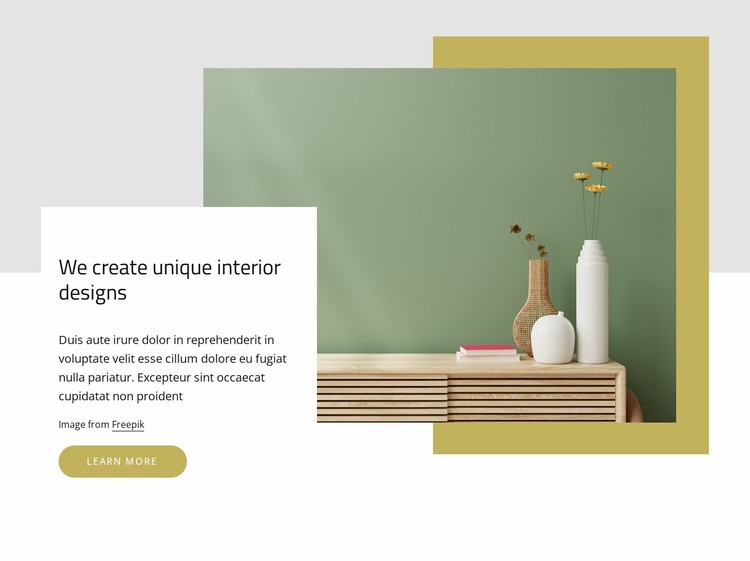 Unique interior designs Website Mockup