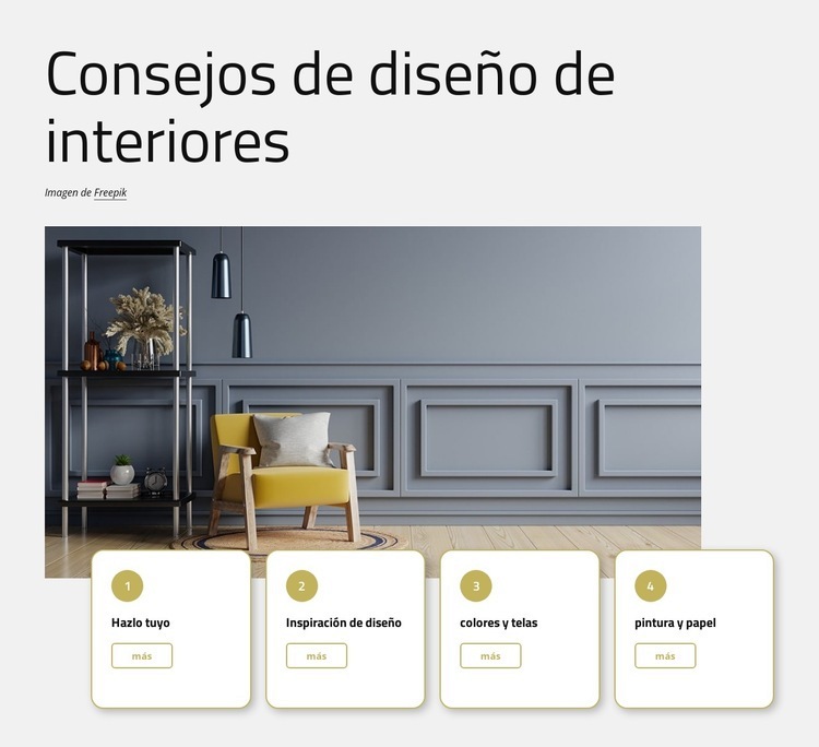 Consejos de diseño de interiores Maqueta de sitio web