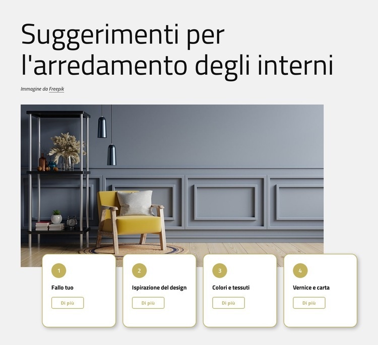 Suggerimenti per l'arredamento degli interni Progettazione di siti web