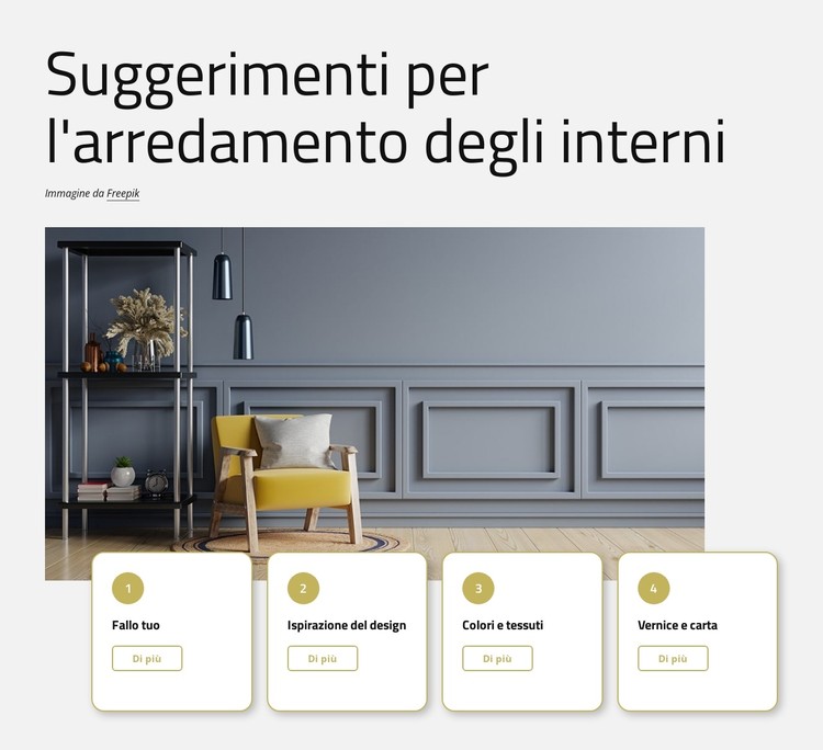 Suggerimenti per l'arredamento degli interni Modello CSS