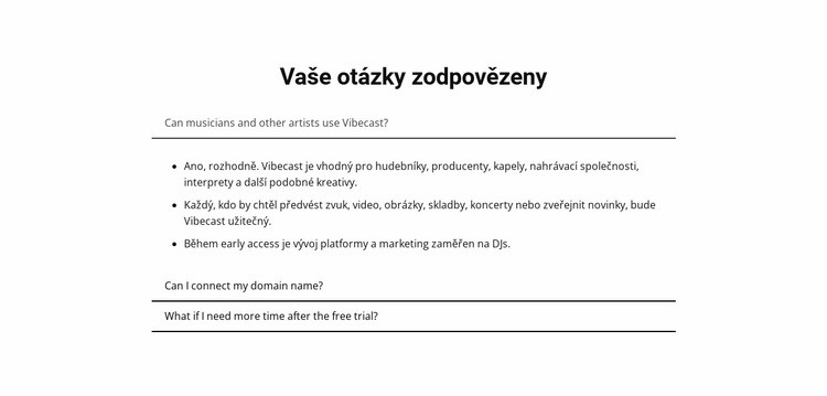 Vaše otázky zodpovězeny Šablona HTML