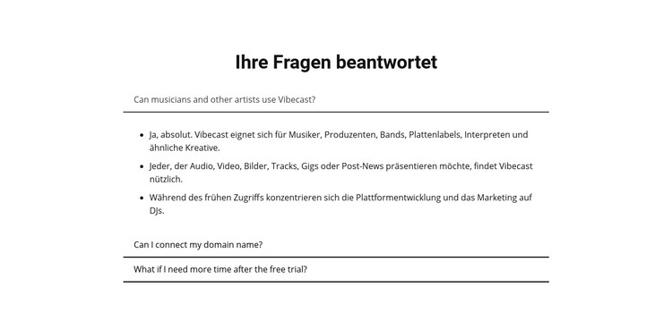 Ihre Fragen beantwortet CSS-Vorlage