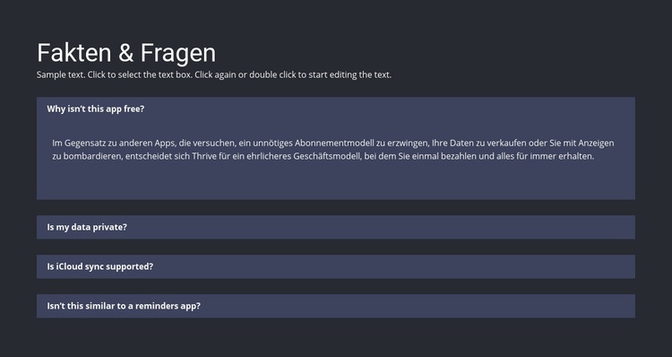 Fakten und Fragen HTML Website Builder