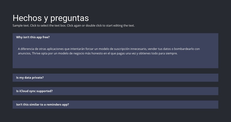 Hechos y preguntas Plantillas de creación de sitios web