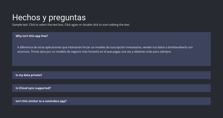 Hechos y preguntas Plantilla de sitio web