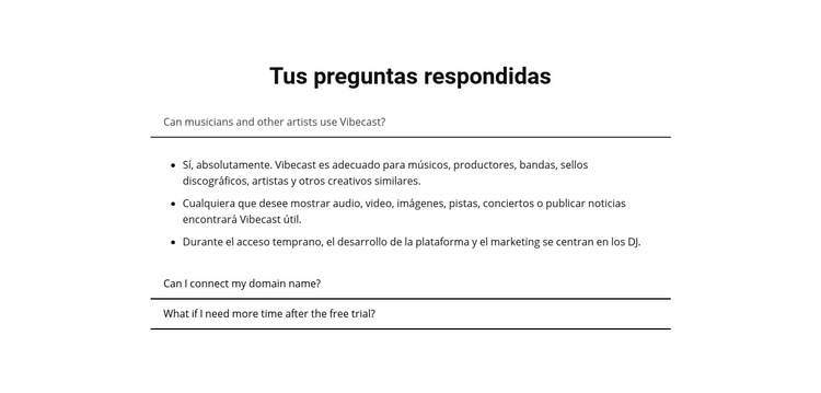 Tus preguntas respondidas Plantilla de sitio web