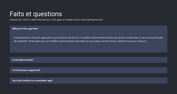 Faits et questions Modèles de constructeur de sites Web