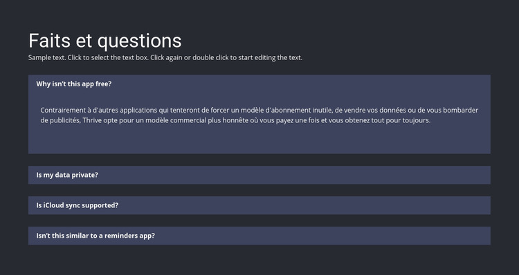 Faits et questions Modèle de site Web