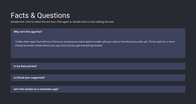 Facts and questions Homepage Design