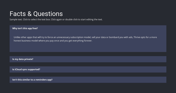 Facts and questions HTML5 Template