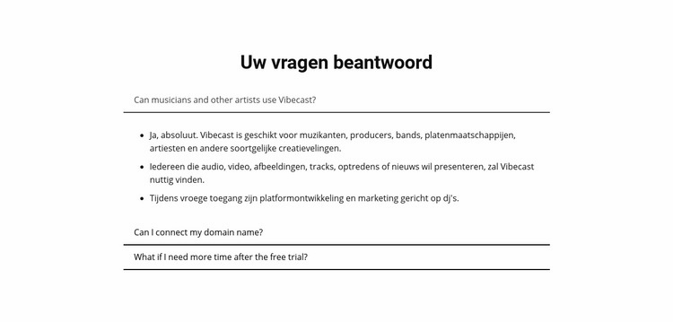 Uw vragen beantwoord Bestemmingspagina