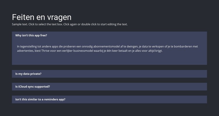 Feiten en vragen Website mockup