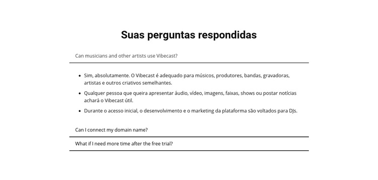 Suas perguntas respondidas Tema WordPress