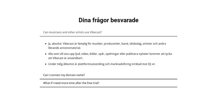 Dina frågor besvarade CSS -mall