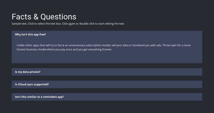 Facts and questions Landing Page