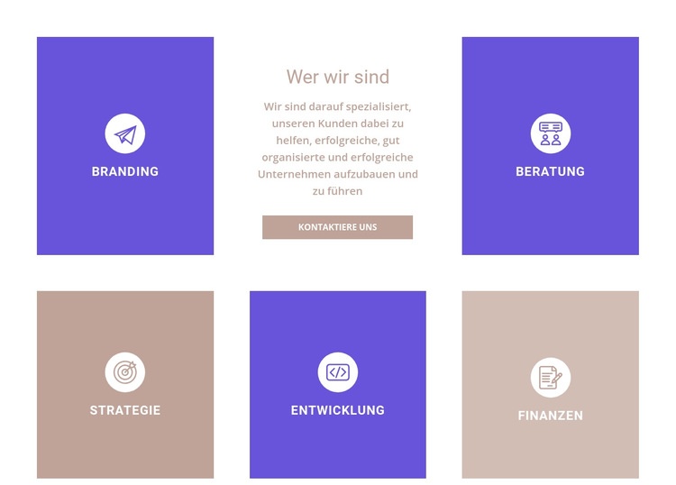 Richtungen unserer Firma Landing Page